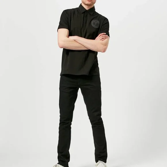 NWT$450 Versace Collection Embroidered Round LOGO 3 Button Polo Shirt - Picture 6 of 15